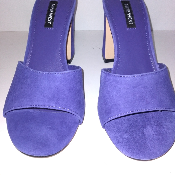 ULALA Nine West Purple Suede/Leather Slip On Open Toe Heels Women's Size- 7M - Picture 6 of 8